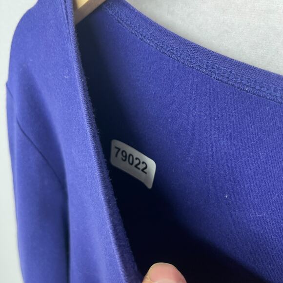 EILEEN FISHER Top 2X Plus Cotton Interlock Jersey Scoop Neck 3/4 Sleeve Blue - Picture 13 of 13